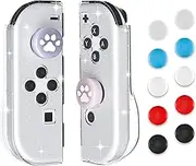 GLDRAM Glitter Case for Nintendo Switch & Switch OLED Joy Con, Soft TPU Joy Con Shell with 12 Thumb Caps, Comfortable Clear Skin Compatible for Joycon Controller, Ergonomic Grip Case Cover