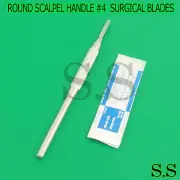 1 STAINLESS STEEL ROUND SCALPEL KNIFE HANDLE #4 + 5 STERILE SURGICAL BLADES #24