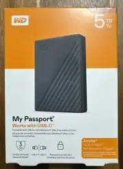 WD 5TB My Passport Portable Hard Drive HDD, Silicon Grey - WDBRMD0050BGY-WESN