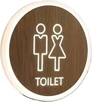 Toilet Sign Bathroom Door Sign Acrylic Restroom Sign, 8 Inch Round Luminous Sign for Toilet, Wall Mount Ladies Mens Bathroom Sign, Suitable for Bathroom, Office or Business