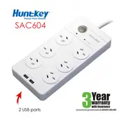 Huntkey Power Board (SAC604) with 6 sockets and 2 USB ports ---RRP$79.95