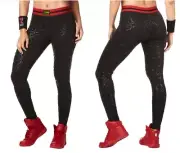 Zumba Next Level Long Leggings - Bold Black & Red size XS, Small ~ New!