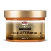 African Pride Black Castor Miracle Extra Hold Braid, Loc, Twist Gel, Tames Frizz