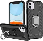 Case for iPhone 11 6.1,Soft TPU Bumper Shockproof Scratch-Resistant Protective Back Cover with 360° Rotation Ring Holder Kickstand,Black