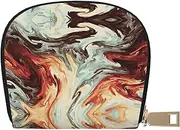 [EdWal] Marble Mixed Brown Print Card Holder Unisex Credit Card Case for Men and Women Leather Card Holder, Slim Business Card, White, One Size