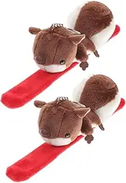 ERINGOGO 2pcs Squirrel Shape Slap Bracelet for Soft Animal Snap Bands Party Favors for Birthdays and Celebrations Comfortable and Lightweight Design