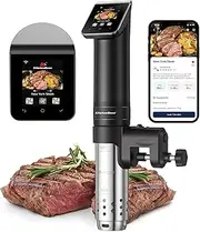 KitchenBoss Sous Vide Machine WIFI Precision Cooker: 1100 Watts App Temperature Control 40°C-90°C, IPX7 Immersion Circulator, TFT Touch Water Bath, Ultra-Quiet With 25 Recipes