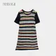 JESSICA - 清新修身顯瘦彩條短袖針織洋裝223270