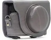 MegaGear MG680 Sony Cyber-Shot DSC-RX100 VI, DSC-RX100 V, DSC-RX100 IV, DSC-RX100 III Ever Ready Leather Camera Case with Strap - Gray