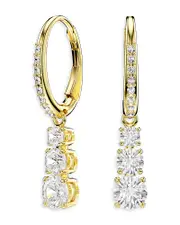 Swarovski Stilla Crystal Attract Three Stone Dangle Hoop Earrings