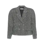 [Alessandra Rich] Alessandra Rich Sequin-embellished Herringbone Jacket 42 IT GREY