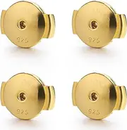 Moconar 18K Gold Plated Locking Earring Backs for Studs, Hypoallergenic Secure Earring Backs Replacements for Earring Notch Post 0.027'-0.039' 4 PCS