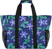 [sanluoli] Tote Bag Collapsable Large Beach Bag Water Resistant with Handles Carrier Bags, Flower Purple Pattern, 1 size