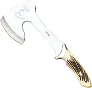 Joker Hiking Axe Cazador HC00, with Deer Horn Handle, Survival Axe with 21 cm Blade, Includes Brown Leather Sheath, Tool for Fishing, Hiking, Camping and Hiking