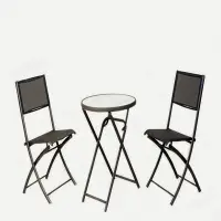在飛比找蝦皮商城優惠-【FU21-F】 60cm鐵製折合玻璃圓桌椅組