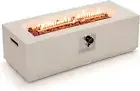 Outdoor Fire Pit Table Rectangle Terrazzo Propane Gas Stainless Steel Burner