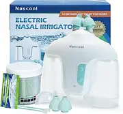 Nascool Electric Nasal Irrigation System with 50 Salt Packets, 2 Modes Nose Cleaner with SelfCleaning & Auto Waste Collection Function for Sinus Relief Runny Nose, Nasal Congestion, Itching Nose