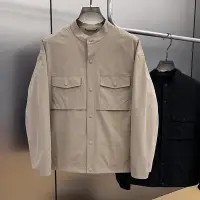 在飛比找蝦皮商城精選優惠-解構設計感 新中式立領襯衫 素色簡約長袖襯衫外套男 春季夾克