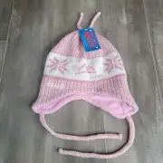 Coors Light Knit Ear Flap Beanie Unisex Women's One Size Pink/White