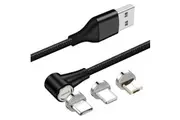 TEGAL E360 Sideway Magnetic Fast Charging Cable Black 3 in 1 2m