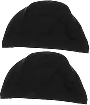 [Holibanna] Practical Riding Caps 2pcs Cycling Skull Cap Helmet Liner for Quick-Dry Black