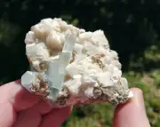 Natural Aquamarine Crystals on White Matrix Cluster rough Specimen 101g VIDEO