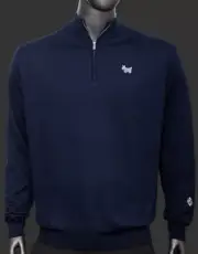 Scotty Cameron Peter Millar Bulldog Autumn Crest Qtr Zip Sweater Merino Navy Sm