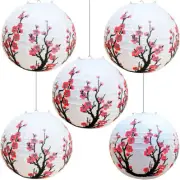 5 Pcs Chinese Paper Lantern Red Cherry Blossom Lantern For Party Home Decor 12in