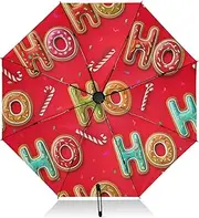 [RPLIFE] Christmas Gingerbread Cookies Travel Umbrella, Lightweight Durable Automatic Open/close Umbrella for Women, Travel Umbrellas for Rain and Sun
