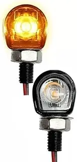 TDR 2pcs Clear Motorcycle LED Turn Signal Lights Amber Indicators Mini Blinkers Universal Tinted