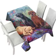 Cute Dog Art Lovely Labradors in the Flower Garden Tablecloth