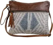 [Myra Bag] Pastel Small & Crossbody Bag Upcycled Cotton & Leather S-2879