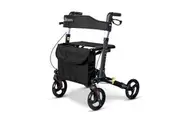 Altus Euro Walker Mobility Rollator Portable Outdoor Seat Walker with Bag Aluminium Frame Black