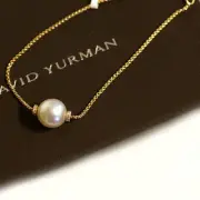 DAVID YURMAN NEW 18K Yellow Gold Solari 10mm Pearl & Pave Bracelet Adj. S-M