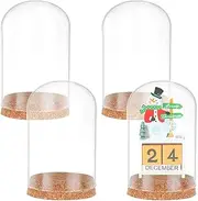 PandaHall 4pcs Glass Cloche Dome Glass Display Bottle Bell Jar with Cork Base Dome Cover Decorative Jars Display Case for Flower Storage Home Christmas Party Decoration 3.15x4.72inch