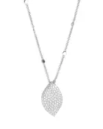 Pasquale Bruni 18K White Gold Aleluia Diamond Pave Leaf Pendant Necklace, 17.3