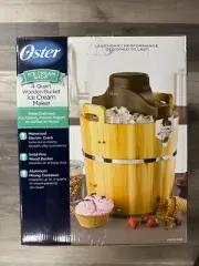 NEW Oster 4-Qt Wood Bucket Ice Cream Maker Electric Frozen Yogurt Sorbet Kitchen