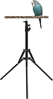 Parrot Perch Stand - Height Adjustable Bird Training Stand 15.74–61.81in | Wooden Flying Animal Perch for Indoor Outdoor Use, Natural Wood Parrot Rack for Large Birds, Tabletop Stable Climbing Toy