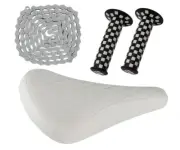 DlAMOND VlNYL SADDLE 702 WITH CHAlN & BLACK/WHITE CHECKER GRlPS,WHITE