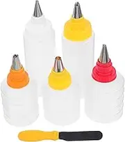 HEALEEP 6Pcs Transparent Icing Decorating Squeeze Bottle for DIY Cake and Cookie Decoration Versatile Baking Tool for Effortless Cake Enhancements and Intricate Designs