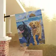 Black and Yellow Labrador Retriever Beach Summer Yard Flag, Dog House Decor,