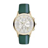 在飛比找PChome24h購物優惠-EMPORIO ARMANI經典綠色皮帶腕錶43mm(AR1