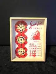 Vintage 1949 Original Jack-Pot Puzzle Game in Wood Box, Drueke, Grand Rapids