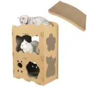 RAKU New Cat Scratcher with 2 Top Boards Cat House Cat Tower Cardboard Hous 816
