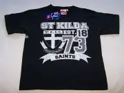 St Kilda Saints AFL AF2804 Boys Black Est. Printed Short Sleeve T Shirt Size 10