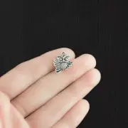 8 Owl Charms Antique Silver Tone 2 Sided - SC3270
