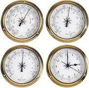 115MM Barometer Thermometer Hygrometer Clock,4-Piece Traditional Weather Station Indoor,Portable Outdoor Fishing Barometer,Wall-Mounted Barometric Pressure Gauge,Indoor and Outdoor Use