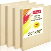 Tenceur 4 Pack 20" x 20" Birch Wood Panel Boards Kit Unfinished Wood Canvas W...