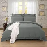 Fabric Fantastic 1000tc Tailored Queen Size Charcoal Quilt/doona/duvet Cover Set