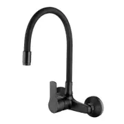 Invena Black/Gold Wall Mounted Kitchen Tap Elastic Spout Faucet Water Mixer
